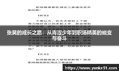 张昊的成长之路：从青涩少年到职场精英的蜕变与奋斗